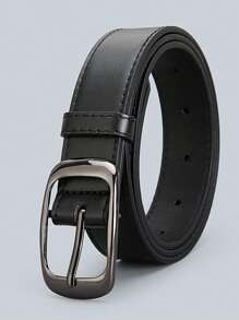 Genuine Leather Women's Solid Color Simple Buckle Decoration Fashion Black Denim Belt Summer, School,Brown Belt, Halloween - Multicolor - View 17