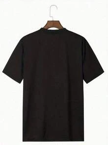 Double-Sided Patterned T-Shirt,American Street T-Shirt,Cotton-Shirt Men's  Cotton Shirt 1Pcs Double Sided Digital Printed Vintage   Stylish Black Tee RHUDE Y2K,Oversize Plus Size Men's S To 5XL,Summer Tee - 黑色 - 查看 3