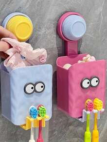 Wall Mounted Toothbrush Holder - No Drill Toothpaste And Toothbrush Holder, Bathroom Mouthwash Cup, Toothbrush Cup Organizer