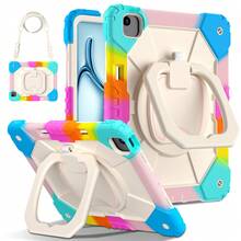 Colorblock Handheld Rotating Shockproof Protective Case With Shoulder Strap For Apple IPad Mini 7, IPad Mini 6, IPad 6th (9.7-Inch), IPad Pro 9.7 (2016), IPad 5th (9.7-Inch), IPad 10.2 7th Gen 2019, IPad 8th (10.2-Inch), IPad 9th Gen (10.2-Inch), IPad 11(A16 2025), IPad 10th (10.9-Inch), IPad Air 4th (10.9-Inch), IPad Air 5th Gen 2022, IPad Air 11-In.(M2)-2024, IPad Air 11(M3 2025)