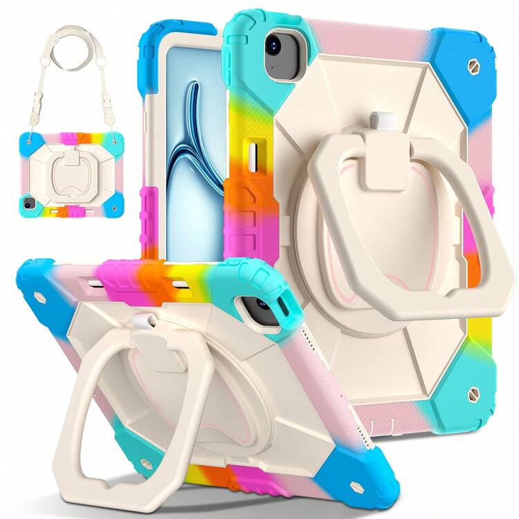 适用于苹果 iPad Mini 7、iPad Mini 6、iPad 第六代（9.7 英寸）、iPad Pro 9.7（2016 年）、iPad 第五代（9.7 英寸）、iPad 10.2 第七代（2019 年）、iPad 第八代（10.2 英寸）、iPad 第九代（10.2 英寸）、iPad 11（A16，2025 年）、iPad 第十代（10.9 英寸）、iPad Air 第四代（10.9 英寸）、iPad Air 第五代（2022 年）、iPad Air 11 英寸（M2，2024 年）、iPad Air 11（M3，2025 年）的撞色旋转防震保护套，配有肩带。 - 彩色 - 查看 119