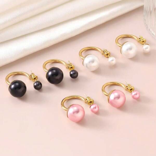 New European & American Style U-Shaped Earrings, Stainless Steel Gold Color Earrings, & Versatile Jewelry Accessories