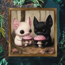 1PC Halloween Pilz Munchkins Cute Wooden Sign Baby Bats Matte Kunst Poster Druck, Canvas Wall Art,Posters For Room,Home Decor,Room Decor Aesthetic,Room Decoration Stuff.Optional Frame