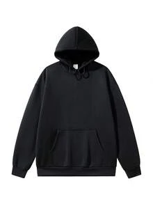 Customized Men's Hooded Sweatshirts. You Can Add Your Own Text/Images (Badge Design/Company Logo/Family Photo/Selfie) To Design Your Own Personalized Printed Sweatshirt. Stylish, And Casual. A Great Gift Choice. Customized Sweatshirts, Long-Sleeved Tops - Black - View 3