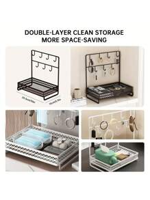 1 pieza Estantería de almacenamiento de llaves multifuncional para la entrada, estantería de almacenamiento de gabinete de zapatos para la entrada, caja de almacenamiento de máscaras, estantería de almacenamiento de joyas, mesa de centro de la sala de estar, mueble del pasillo, entrada, estantería de almacenamiento de cosméticos multifuncional de hierro con ganchos, estantería de baño simple, plato de exhibición de joyas de alta capacidad y creativo