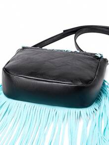 女士手提包，时尚斜挎单肩包，波西米亚复古几何印花单肩包，小众多功能休闲日常旅行通勤街头度假黑色 - 黑色 - 查看 5