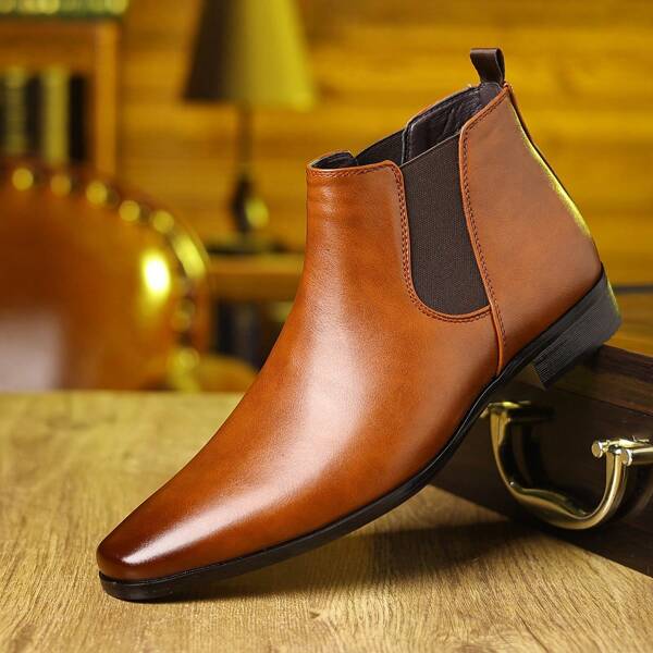 Men's Chelsea Boots, Non-Slip Sole, Slip-On Design For Easy Wearing, Casual, Outdoor, Street Men's Boots