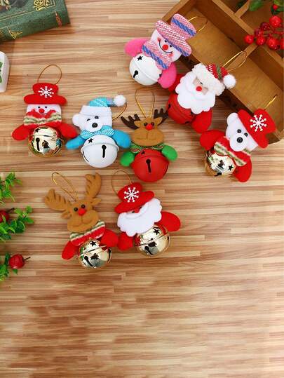 Christmas Decorations, Small Ornaments For Christmas Tree, Santa Claus Holding Bell, Cute Santa Claus, Snowman And Reindeer Bell Decorations, Suitable For Christmas Tree Decoration, Holiday Party Decoration And Home Christmas Arrangement, Christmas Holiday Decoration Gifts