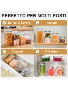 30pcs Closed Food Storage Containers With LIDS, Plastic Kitchen Pantry Organization And Storage, Dry Cargo Containers For Cookies, Grains, Pasta, Flour, Sugar, Labels, Markers, Dishwasher, Plastic Food Storage Containers - 黑與白 - 查看 6