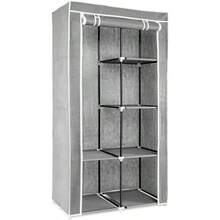 Large Folding Fabric Wardrobe With Shelves And Hanging Rail, 88 X 170 X 45 Cm, Clothes Organizer For Bedroom, Grey