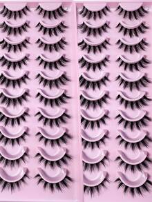 20Pairs Manga Cat Eye Style Natural Look False Eye Lashes With Clear Band Wispy Fluffy And Soft Faux Mink Lashes Makeup Extension - màu đen - Xem 4