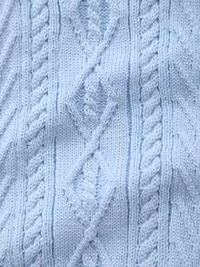 Boys' Collegiate Style Solid Color Cable Knit Sweater Vest - Baby Blue - View 5