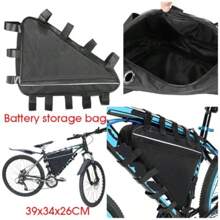 Bicycle Triangle Frame Bag 39x34x26cm Oxford Cloth Saddle Storage Bag With 8cm Thickness Front Beam Fixing Tool Pouch For Cycling MTB Road Bike Black