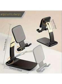 360° 可旋转可调节折叠手机支架，多种尺寸选择，采用 ABS 材料制成，多角度桌面支架，办公室必备，在线课程，适用于智能手机和平板电脑，耐用的全金属喷漆工艺，紧凑便携的桌面支架，方便的旅行配件