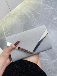 European And American Fashionable Simple Dinner Clutch Bag, Made Of High-Quality PU, Elegantly Designed For Noble Women, Single Chain Shoulder Bag And Crossbody Bag, Essential Wedding Items,Perfectly Matching With Graduation Dress, Prom Dresses, Perfectly Matching With Bridal Party, Best Choice Elegant Bag For Bridal Shower - Silver - View 3