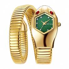 新款女士蛇形手镯水晶手表不锈钢手链时尚女孩石英腕表Religios Reloj Montre Femme - 彩色 - 查看 8