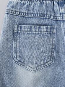 1pc Toddler Boys' Fashionable Distressed Denim Wide Leg Jeans, Streetwear Style, Autumn/Winter New Arrival