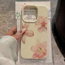 1pc White Matte Minimalist Lens Protection Phone Case With 3 Cute Orchid Flower Patterns, Compatible With Iphone 16 Pro Max, 15, 14 Plus, 13, 12, 11 Waterproof Shockproof Anti-Fall Scratch Resistant