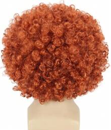 Short Orange Curly Afro Wig Fluffy 70s Disco Wigs 80s Rocker Costume Heat Resistant Synthetic Fibers Durable Breathable Costume Hair For Unisex(Orange)