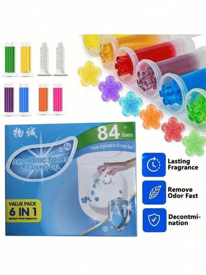 1pc Fragrant Toilet Cleaning Gel, Deodorizing And Disinfecting, Preventing Bacterial Growth, Toilet Cleaner Bathroom Decor Summer