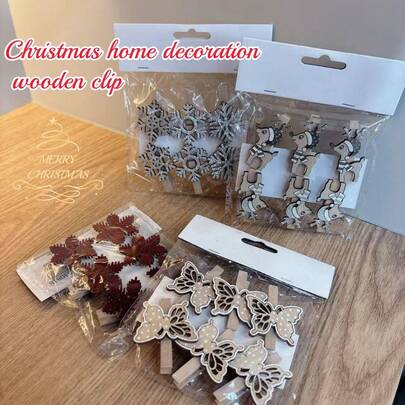 2026 Christmas Home Decoration Christmas Tree Wooden Clips, Party Decoration Wooden Clips / 6pcs Christmas Christmas Decorations Christmas Pajamas Christmas Gifts Christmas Decor