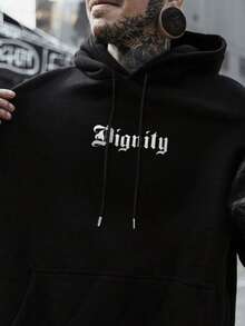 Dark Style Graphic Print Drawstring Hoodie, Extremely Cool, Essential For Streetwear