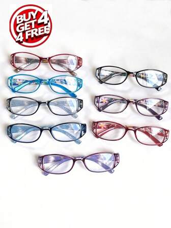 8 sztuk okularów do czytania w stylu vintage z drobnymi kwiatowymi wzorami, unisexowa oprawka geometryczna, superlekkie okulary w stylu boho, do codziennego użytku, do biura, komputera i na prezent świąteczny