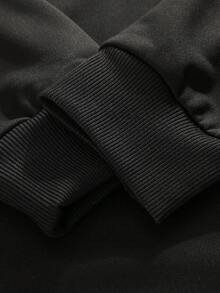 Sudadera con cuello alto y cremallera para hombre, de ajuste holgado y versátil, media cremallera, manga larga, para otoño/invierno - Negro - Ver 6