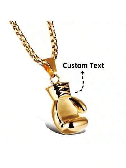 1pc Personalized Boxing Glove Necklace, Customizable Boxing Glove Dog Tag Pendant, Two Color Options, Customizable Necklace Content, Customized Jewelry, Stainless Steel Jewelry, Personalized Necklace, High-Quality Gift, Birthday Gift, Valentine's Day Gift, Boyfriend Gift, Father's Day Gift, Easter Gift, Christmas Gift, Best Personalized Gift For Family And Friends