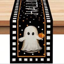 1pc Halloween Pumpkin Lantern Ghost Spider Web Black Cat Runner, Polka Dot Holiday Indoor/Outdoor Desktop Decoration, Holiday Kitchen Dining Table Decor, Home Party Decoration, Home Decor, Halloween Decoration, Autumn Decoration, Room Decoration, Autumn Decoration - Multicolor - View 13