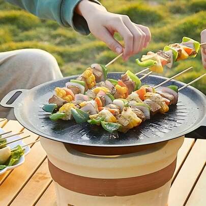 Multifunctional Korean Cast-Iron Grill Pan – Smokeless, Rust-Resistant, Portable Grill, Suitable For Home, Outdoor Camping, And BBQ – Sun-Drenched Pattern Design, Various Sizes Available, Home Cooking Surface, Durable Kitchen Tool