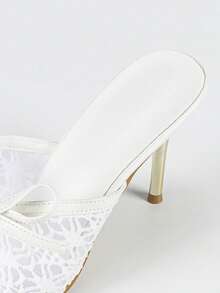 Giày sandal đế bệt mũi nhọn cao 8.7cm, trang trí nơ thanh lịch, nhẹ và thoải mái, đa năng và thời trang, phù hợp cho tiệc tùng, đi chơi đêm, hẹn hò, mua sắm, đi làm, phối đồ mùa xuân hè. - trắng - Xem 8