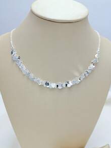 Women's Necklace And Bracelet With Layered Round Sequins In 925 Silver And 18k Gold Plating - Plateado - Ver 2