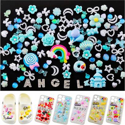 Junk Case Charms, Charms For Junk Cases Cute Decoration Bow Letter Big Charm Bulk For Nail Socks Shoes Diy Phone Case Resin Flatback Slime Charm Kit Accessories Supplies,11268807