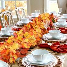 1-10 piezas de enredadera artificial de hojas de arce de otoño, planta falsa, decoración de otoño, hojas de enredadera adecuadas para Acción de Gracias, Halloween, vacaciones y decoración de bodas - Albaricoque - Ver 2