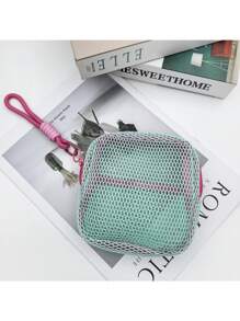 Pochette étanche pour cosmétiques 2025 Dopamine Tofu avec design en maille, grand sac d'articles de toilette de voyage pour produits de maquillage et d'hygiène | Étui de rangement à compartiments multiples avec fermeture éclair et sangle antidérapante. La couleur du nœud est aléatoire.