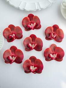 1个/6个/30个仿真蝴蝶兰花头，3.9英寸逼真PU材质兰花，散装仿真兰花花头，适用于婚礼花束装饰、DIY工艺品、新娘送礼、摄影道具 - 紅色 - 查看 5