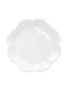 10 piezas/20 piezas/50 piezas Platos de papel rojos de 7 pulgadas con borde ondulado, platos de cena rojos con forma floral de 9 pulgadas, decoraciones elegantes de mesa para fiestas, bodas, baby shower, cumpleaños, Navidad, Año Nuevo, platos para pasteles, artículos para fiestas - Blanco - Ver 8