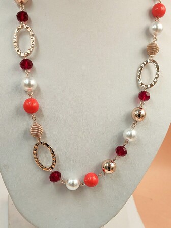 1pc Fashionable Personalized Blue Long Necklace For Women