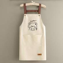 1 قطعة مريلة مقاومة للماء للاستخدام في المطبخ، مقاومة للخدش وقوية، مصنوعة من قماش صديق للبشرة، أشرطة كتف مريحة