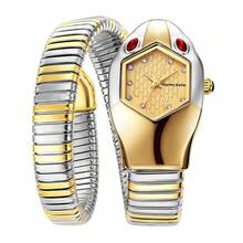 新款女士蛇形手镯水晶手表不锈钢手链时尚女孩石英腕表Religios Reloj Montre Femme - 彩色 - 查看 9