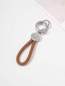 1pc Rhinestone Leather Keychain, Deer Horn Design Meaning "With You All The Way", Available In Black, Dark Brown, Blue, Light Brown, Pink, Rotatable Silver Head, Zinc Alloy Material, Minimalist, High-End, Suitable As Small For Friends And Family Halloween Accessories Teachers Day Christmas Gift Ideas Bag Accessories Lanyards With Id Holder Car Accessories Bag Charms