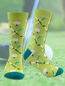 1双女士高尔夫球袜，高尔夫运动中筒袜，适合日常穿着 - 彩色 - 查看 3