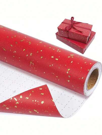 哑光金属包装纸，红色纸屑图案，哑光牛皮纸婚礼包装纸，纯色情人节包装纸，适用于婚礼、毕业典礼、生日、DIY花束、金属生日礼物包装纸、礼盒填充物、DIY装饰纸（用于配件）、纯色图案、哑光包装纸，秋季、冬季