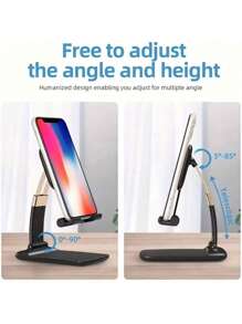 360° 可旋转可调节折叠手机支架，多种尺寸选择，采用 ABS 材料制成，多角度桌面支架，办公室必备，在线课程，适用于智能手机和平板电脑，耐用的全金属喷漆工艺，紧凑便携的桌面支架，方便的旅行配件