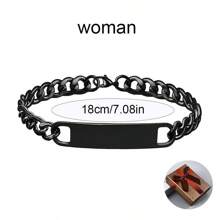 Klassischer Vintage Edelstahl Herrenkette gebogenes Marken-Armband mit individueller Gravur, anpassbares Namensarmband, Hochzeitsschmuck, Jahrestags- oder Valentinstaggeschenk für Freund, Ehemann, Weihnachtsgeschenk für Männer mit Geschenkbox, Multifunktional, langanhaltend, Dekorativ, Wiederverwendbar, Exquisit, Stilistisch, Hochwertig, Farbig, Modern, Individuell, Personalisiert, Einzigartig, Ideales Geschenk für ihn, ideales Geschenk für sie