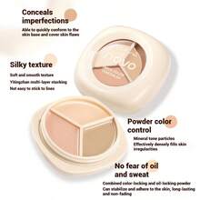 NOVO 3-In-1 Concealer Palette, Covers Dark Circles, Spots, Acne Marks, Waterproof & Sweat-Resistant, Non-Cakey - 01#浮纓 - 查看 4