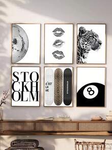 1 幅现代简约黑白艺术帆布海报，背景墙装饰挂画，独特的墙壁艺术装饰，适用于卧室客厅走廊装饰，无框 - 黑與白 - 查看 3