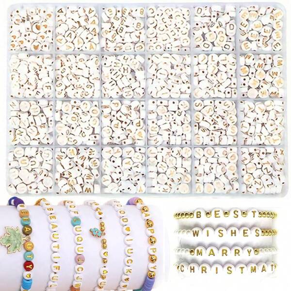 24pcs 4*7mm Acrylic Flat Alphabet Letter A-Z Beads, DIY Jewelry Making Accessories For Bracelet, Necklace, Decoration