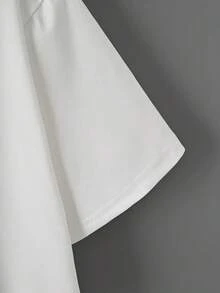 Women'S Casual Crop Top T-Shirt With Heartbeat & Palm Tree Print, Short Sleeve Round Neck, Light Blue, Spring/Fall Beach-Themed Design, Summer Casual Wear | Heartbeat Graphic Tee | Smooth Texture Fabric - 白色 - 查看 4